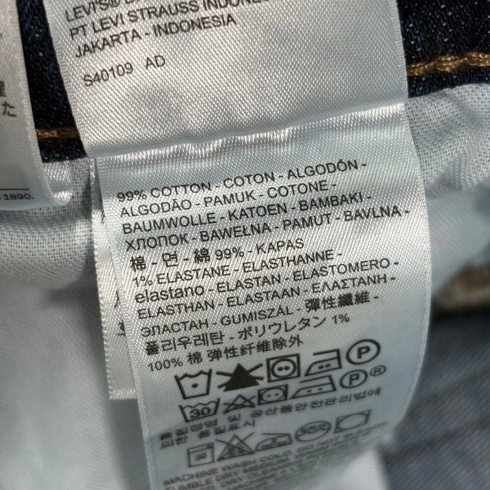 Levi's 511 Slim Fit Jeans Mens 36x34 Dark Wash‎ Denim Stretch Blue Pants